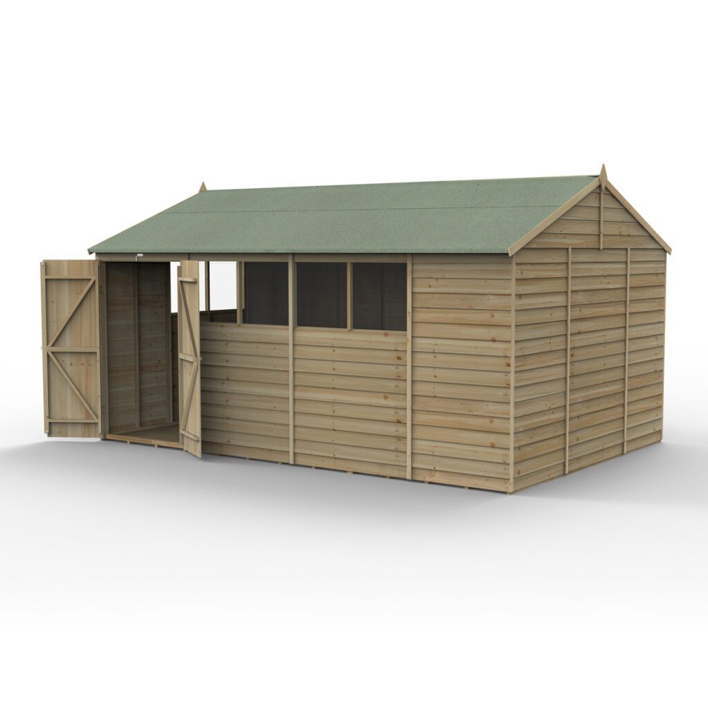 4LIFE Reverse Apex Shed 15×10 – Double Door – 6 Windows with Installation 5013053201206 2